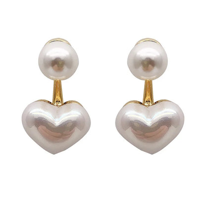 Imitation Pearl Earrings For Women Heart Round Stud Earrings Elegant Love Ear Stud Party Wedding Jewelry Valantine Day Gifts
