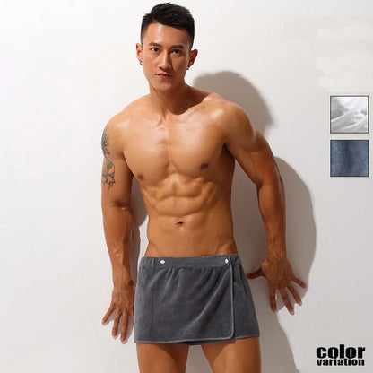 Sexy Sleep Bottoms Man Microfiber Pajamas Men Nightwear Short towel Pants Side Split Bathrobe Culottes Soft Thick