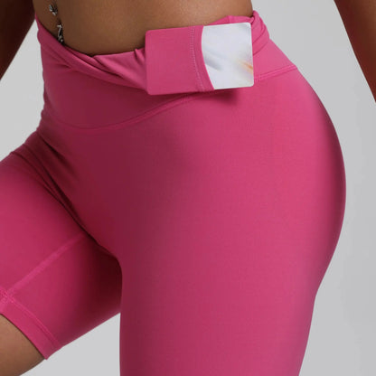 Solid Color Cycling Women Sport Yoga Short leggings Compression Support Sweat-Wickin Comprehensive Training Jog Internal Pocket