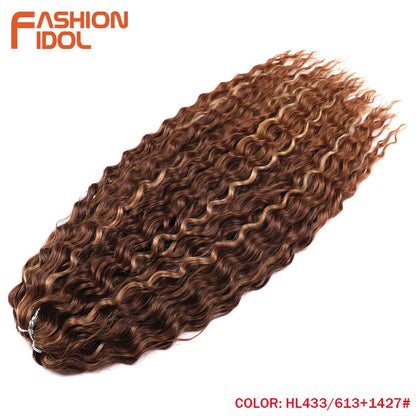 Ariel Hair Synthetic Twist Crochet Curly Hair 24 Inch Water Wave Braid Hair Ombre Blonde Brown Deep Wave Braiding Hair Extension