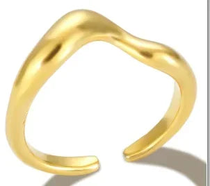 Shiny Crystal High End Non Tarnish Fashion Geometric Open Gold Plated Stainless Steel Rings for Women Wedding Ring Jewelry Gifts