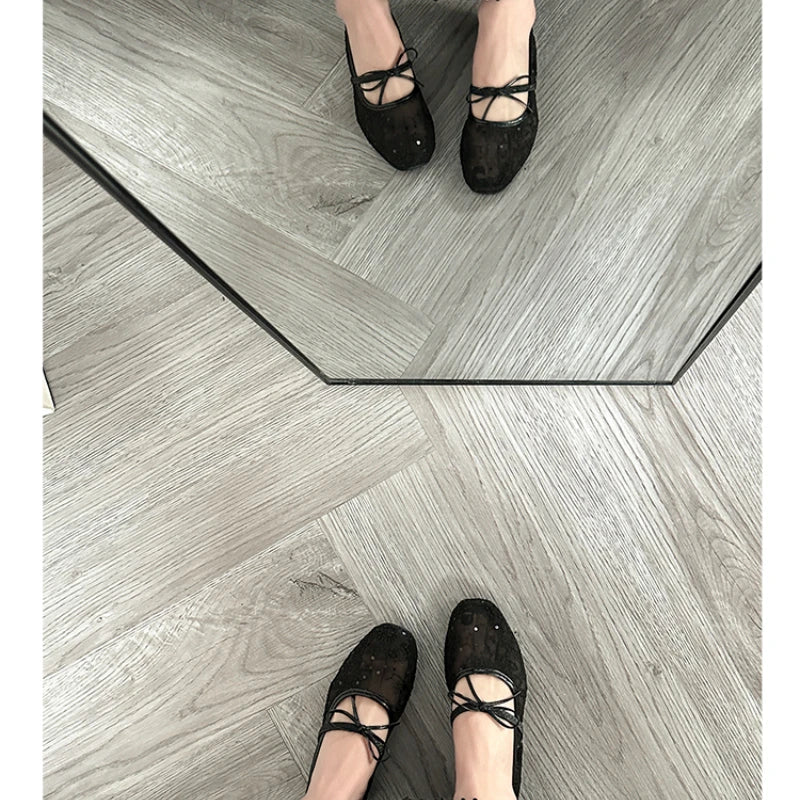 Breathable Women Mary Jane Flats Shoes Fashion Butterfly-knot Shoes Laides Soft Sole Comfort Street Style Shoes