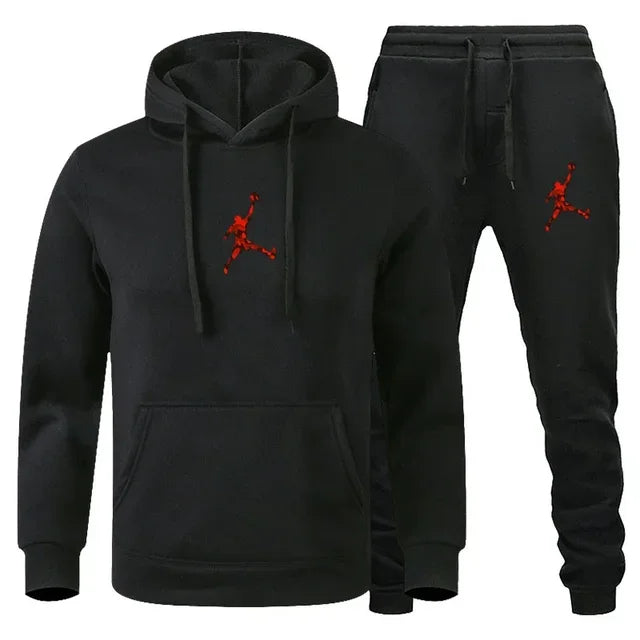 2025 Autumn/Winter Men's jogging Fitness sportswear Set: Fashionable long-sleeved sweatshirt + casual pants 2-piece set