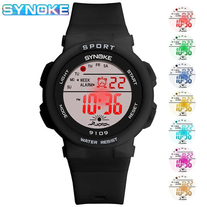 SYNOKE Student Sport Watches For Kids Colorful Electronic Watches 50M Waterproof Clock Children Digital Watch For Boys Girls