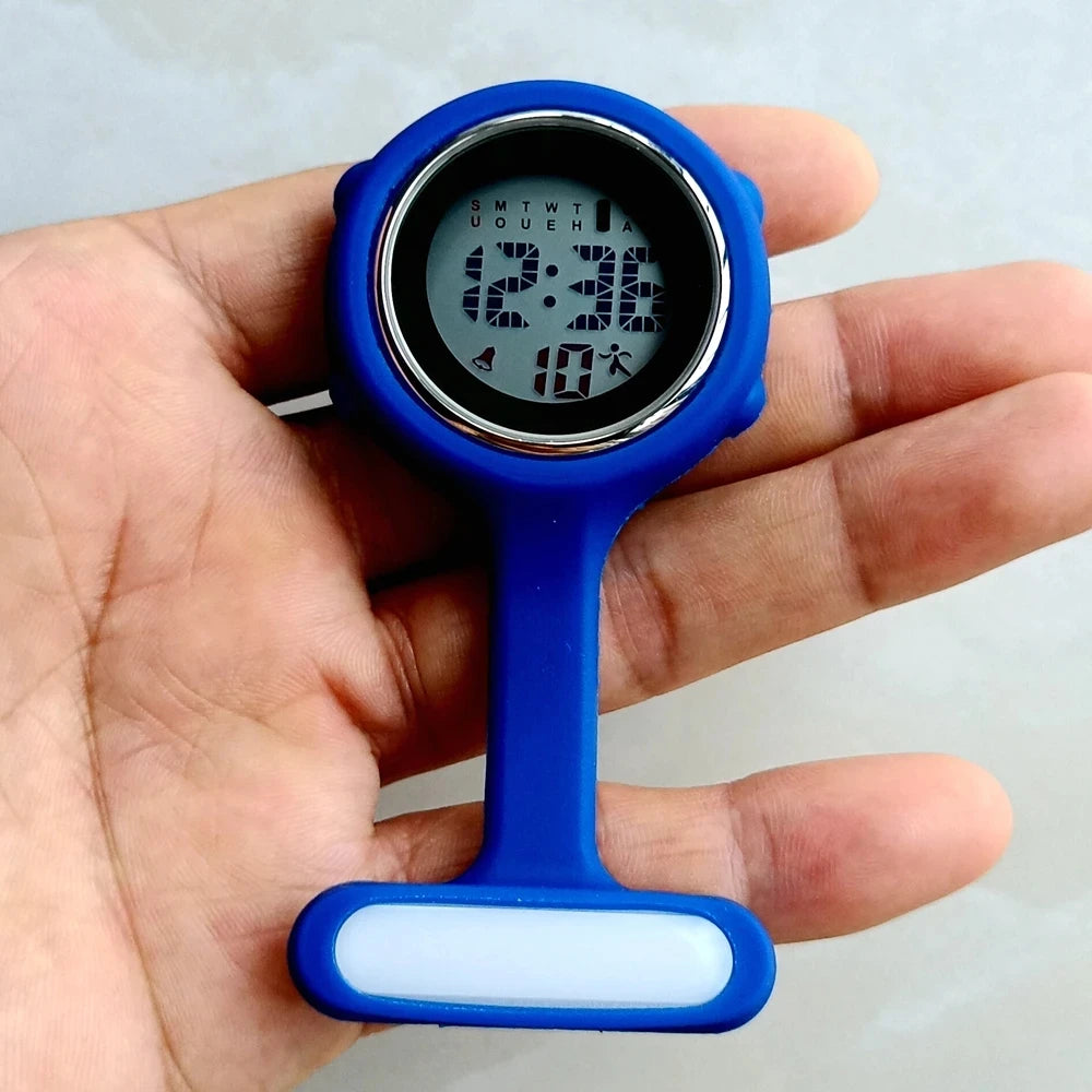 Unisex Nurse Doctor Hospital Medical Workers Alarm Luminous Brooches Pins Digital Electronic FOB Pocket Watches Hang Clock Gifts