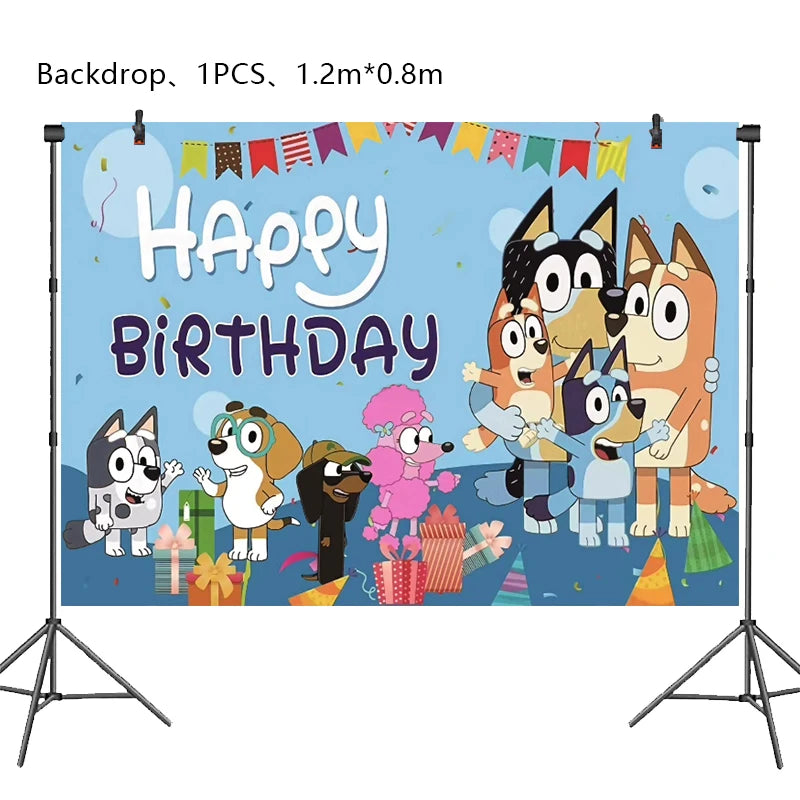 New Bluey Birthday Party Decoration Latex Balloons Bingo Aluminum Film Balloon Disposable Tableware Kids Event Supplies Backdrop