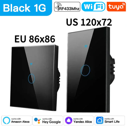 TNCE Tuya Switch WIFI RF US/EU, 1/2/3/4 Gang No/With Neutral Wire Wall LED Light Controller, Smart life, Voice Alexa Google Home