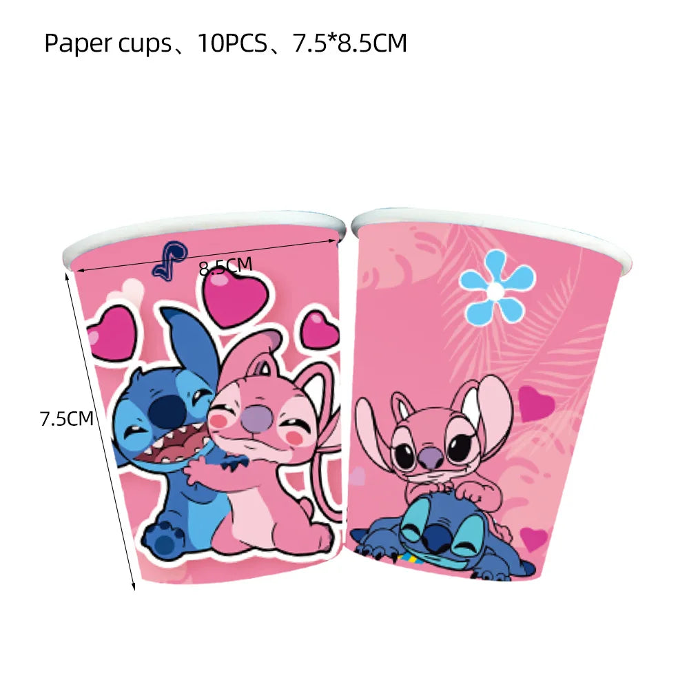 Lilo and Stitch Birthday Party Decoration Girl Boy Disposable Tableware Tablecloth Candy Bag Plate Paper Cup Supplies Kit