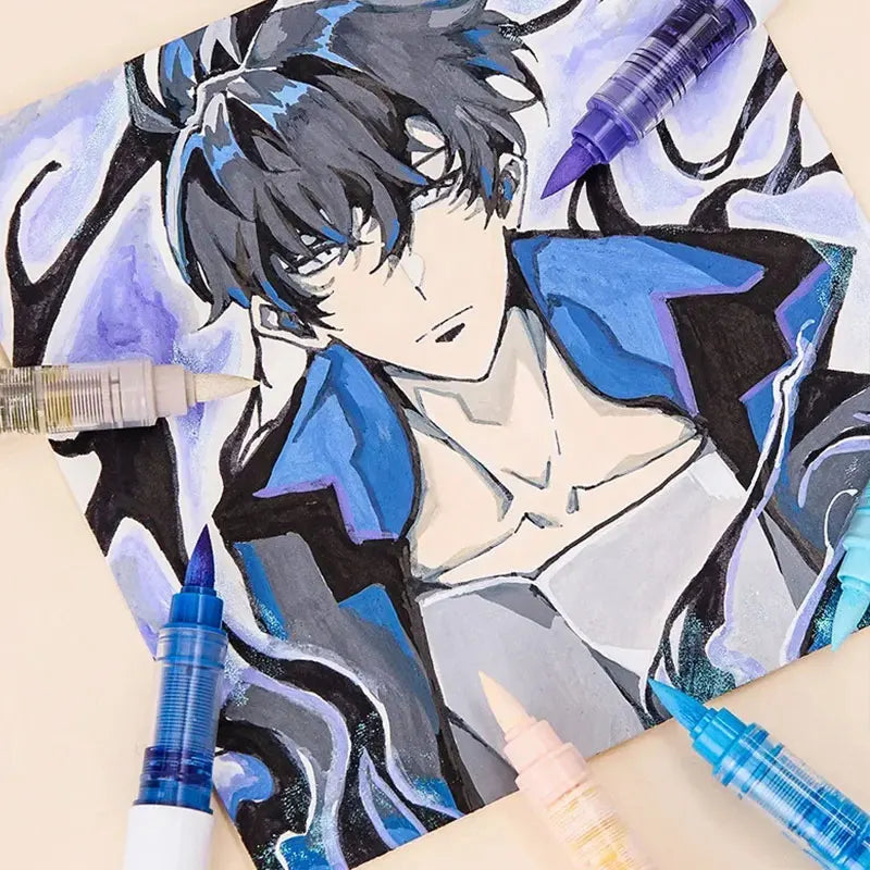 Languo 9pcs/box Soft Brush Acrylic Marker Pen Set£¬DIY Hand Drawn,Paint Art Markers pens,Student Graffiti Acrylic Paint Pens,M720