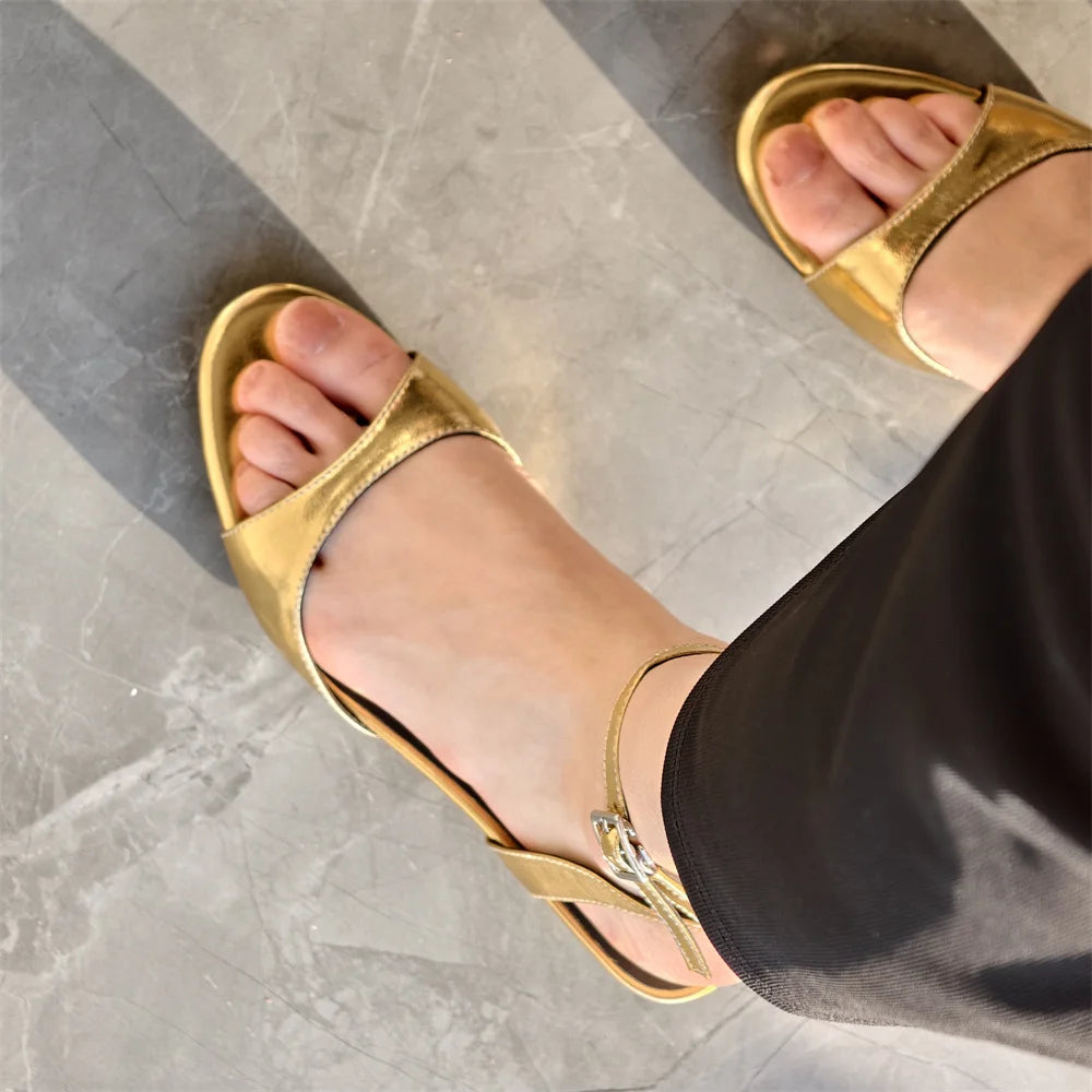 FEDONAS Sexy Women Genuine Leather Sandals Kitten High Heels Summer Party Wedding Shoes Woman Gold Black White Prom Pumps