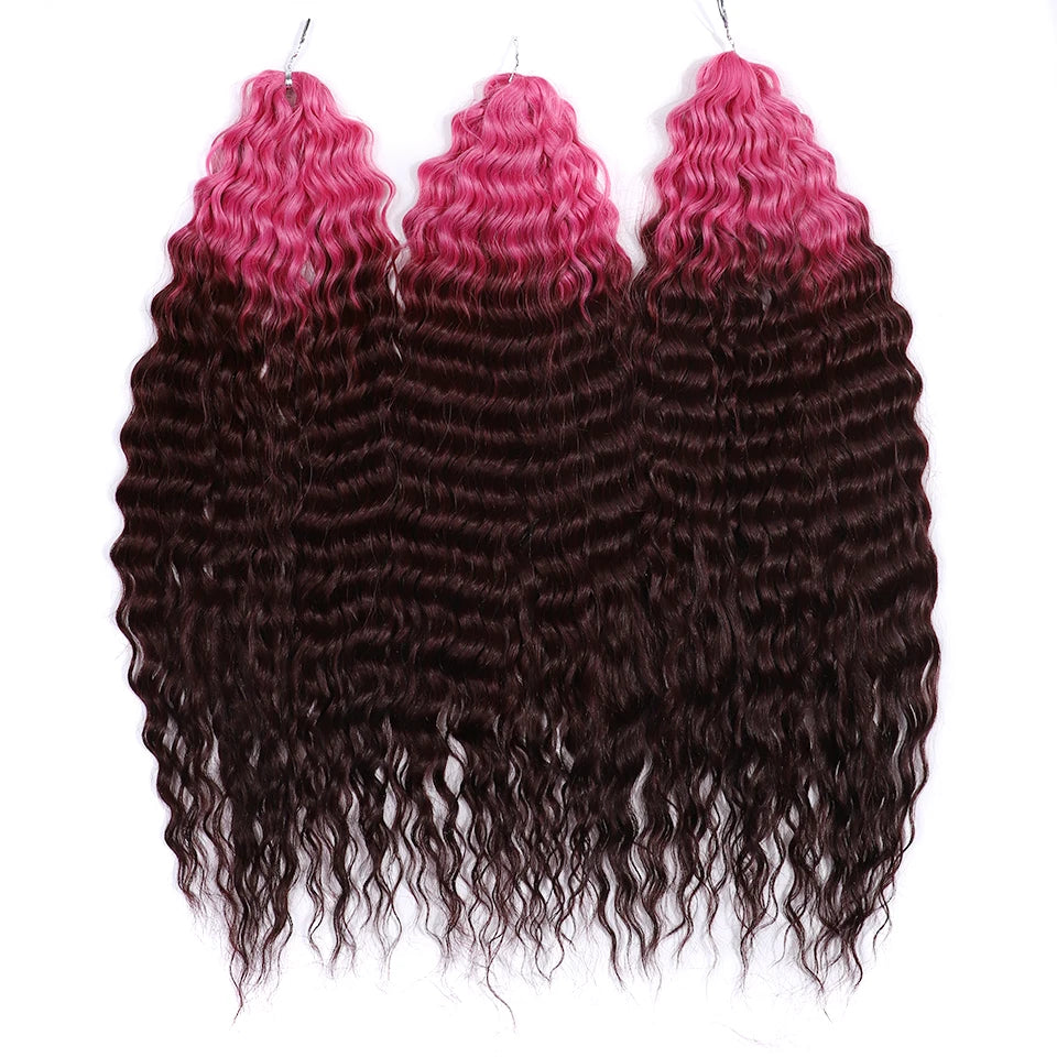 Ariel Hair Synthetic Twist Crochet Curly Hair 24 Inch Water Wave Braid Hair Ombre Blonde Brown Deep Wave Braiding Hair Extension