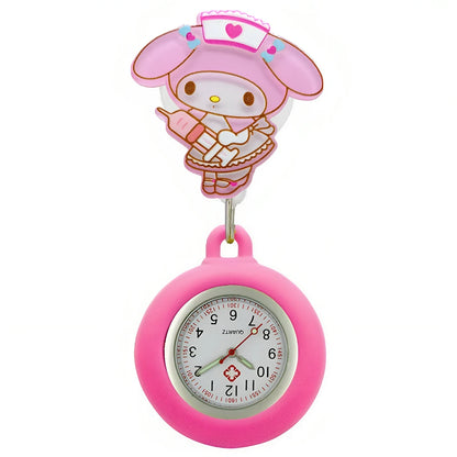 MINISO Nurse Doctor Hospital Medical Workers Lovely Cat Dog Health Care Hang Clip Badge Reel Pocket Watches Retractable Clock