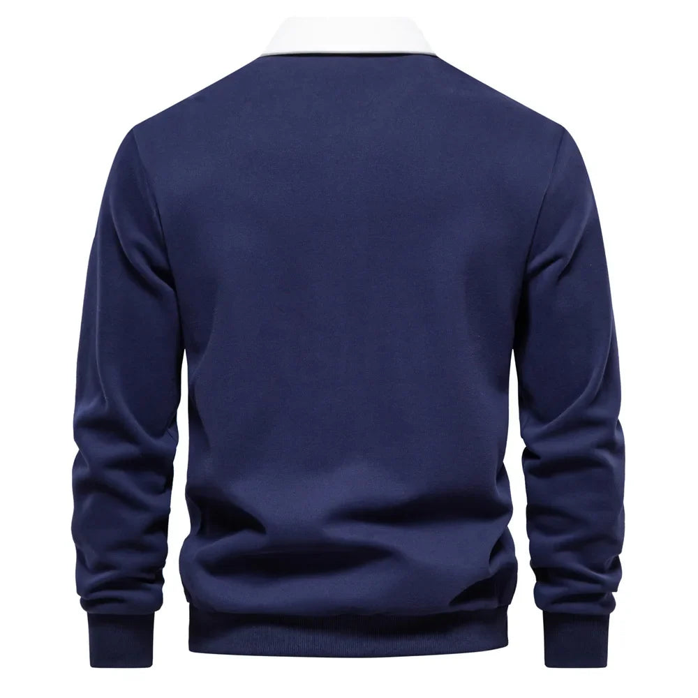long sleeved Polo collar hoodie trend 2025 new autumn European size foreign trade men's hoodie high quality casual versatile men