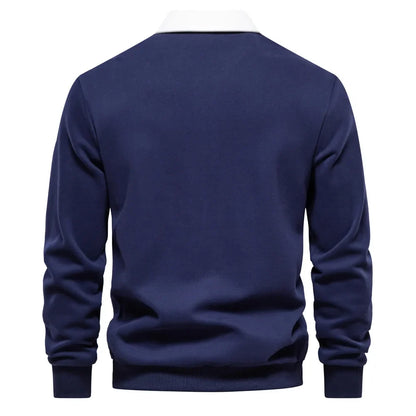 long sleeved Polo collar hoodie trend 2025 new autumn European size foreign trade men's hoodie high quality casual versatile men