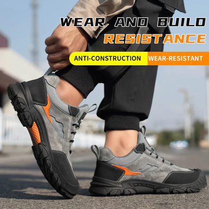 Steel Toe Anti-Puncture Work Shoes Men Reinforced Sole Abrasion Resistant Safety Shoes Anti-smash Construction Working Boots