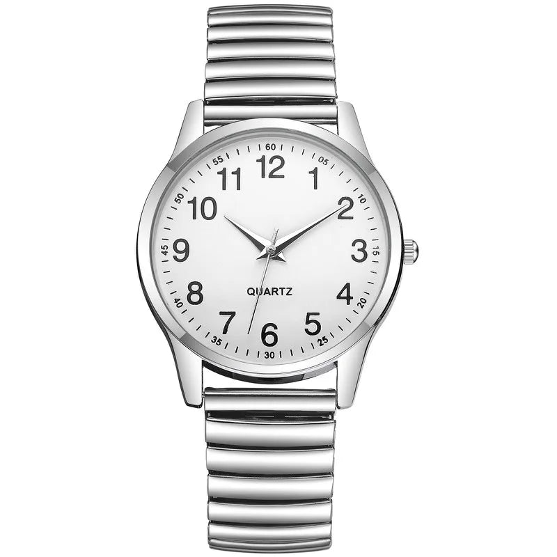 1/2PCS Fashion Couple Watches Simple Arabic Dial Men Quartz Watch Elastic Band Women Wristwatches