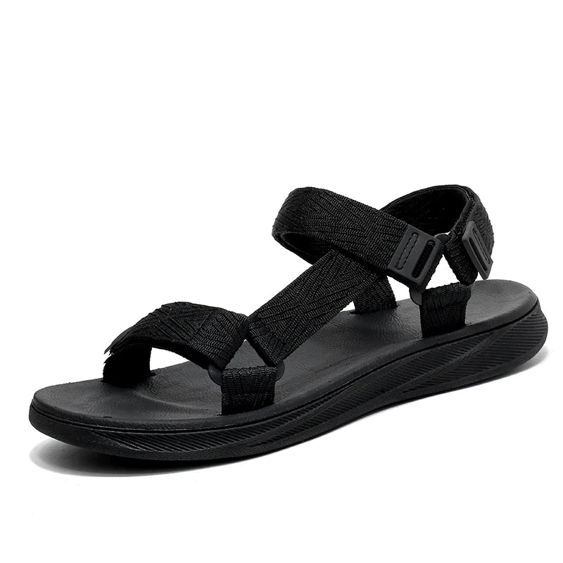 Black Men's Outdoor Casual Arch Support Sandals Anti-Slip Breathable Beach Holiday Sports Sandals for Summer Walking Size 40-45