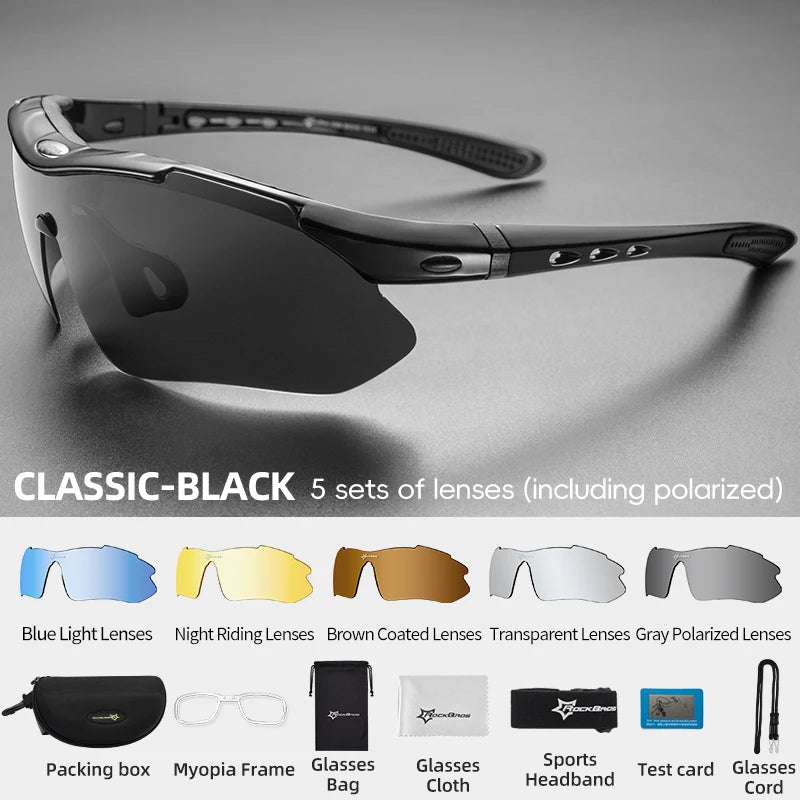 ROCKBROS Cycling Polarized glasses Bike Photochromic Outdoor Sports Sunglasses MTB PC Goggles Eyewear 5/3 Lens Bicycle Accessory