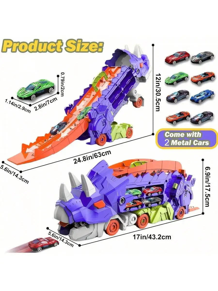 New product folding dinosaur Transporter Car Toys competitive game roll to eat & store die-cast cars£¨Come with2 Metal Cars£©