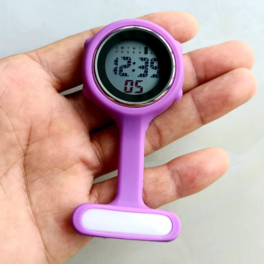 Unisex Nurse Doctor Hospital Medical Workers Alarm Luminous Brooches Pins Digital Electronic FOB Pocket Watches Hang Clock Gifts