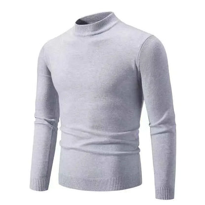 New Sweatwear Men's Half Neck Basic Solid Color Sweaters Round Neck Elastic Pullovers Warm Autumn Knitted Oversized Sweater Men