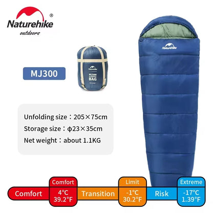 Naturehike Sleeping Bag MJ300 -1?? Lightweight MJ600 -12?? Mummy Sleeping Bag Outdoor Camping Cotton Winter Sleeping Bag