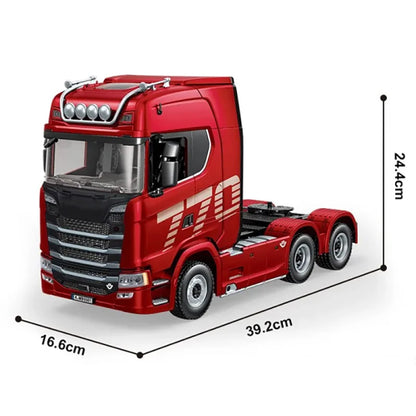 HUINA 1/18 19CH RC Truck 1501 770S Scania Alloy Tractor 2.4G Remote Control Engineering Trailer Truck with Light and Sound Toys