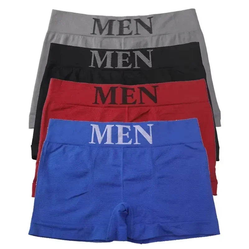 5PCS Men’s High Elastic Breathable Boxer Briefs Comfortable Soft Underwear Solid Color Panties for Daily Wear