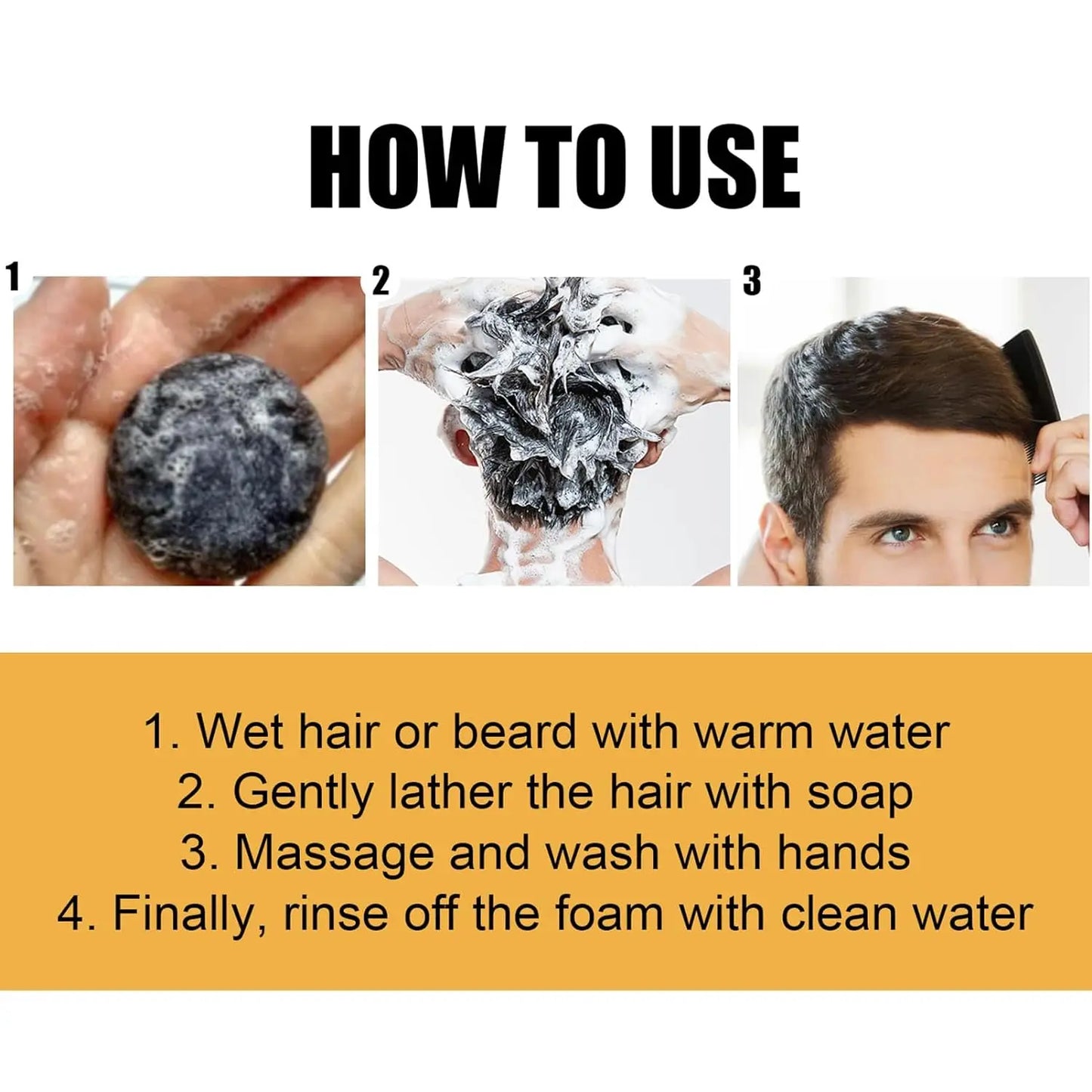 Grey Coverage Bar Shampoo Repair Gray White Hair Color Treatment Smoothing Nourishing Anti Dandruff Natural Hair Darkening Soap