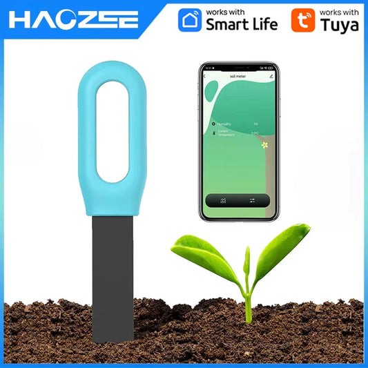 Haozee Tuya Smart Bluetooth Soil Tester Temperature and Humidity Meter Thermo Hygrometer Garden Automation Irrigation Detector
