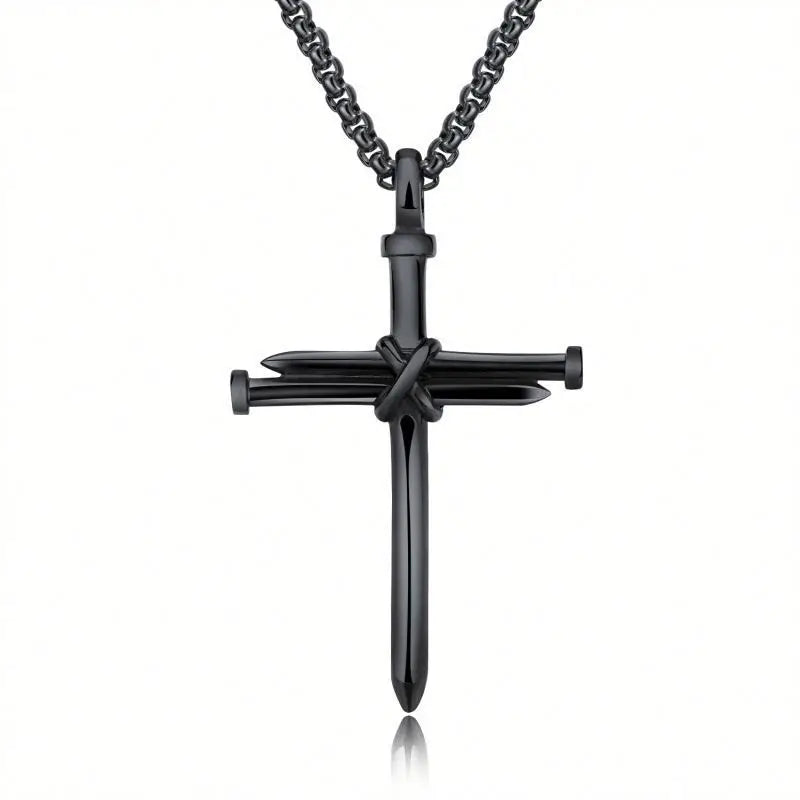Summer Black Rhinestone Cross Jesus Pendant Choker Necklace for Women Punk Vintage Double Layers Chain 2025 Neck Boho Jewelry