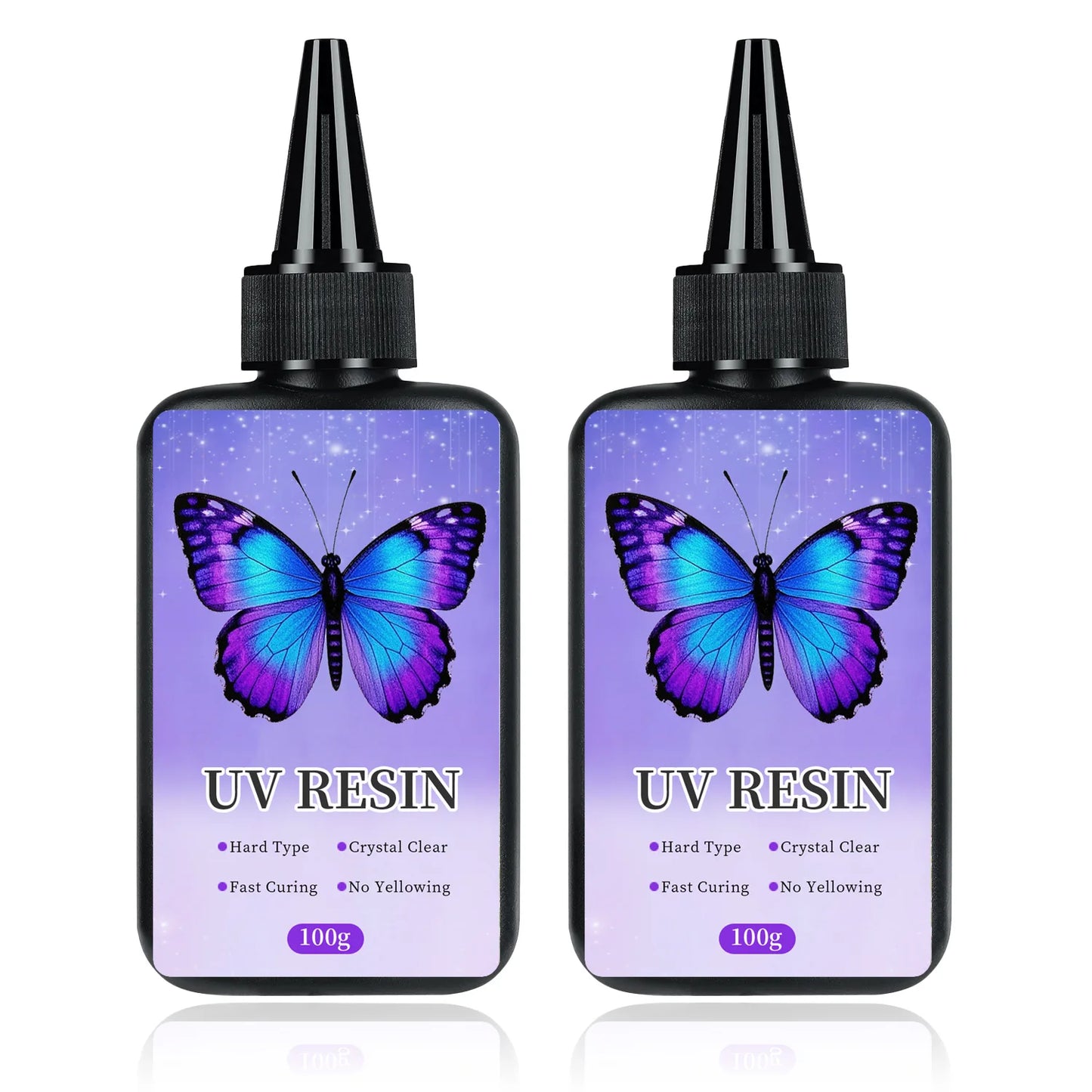 UV Resin 100-300g/random molds 5pc - Upgraded Hard Type Crystal Clear Ultraviolet Curing UV Epoxy Resin for Craft Jewelry Making