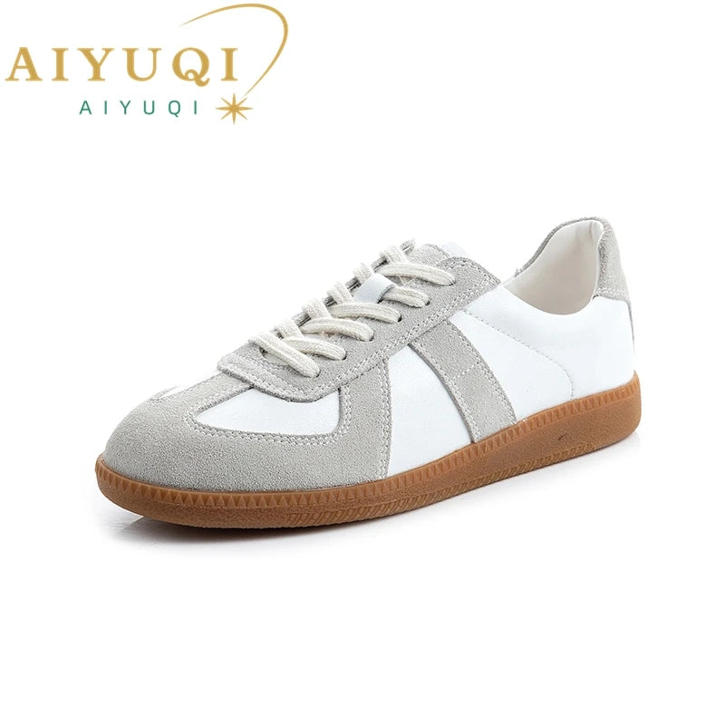 AIYUQI Damen Sneakers 2025 Neue Echtes Leder Damen Moral Trainingsschuhe Casual Frühling Flache Schuhe Damen 