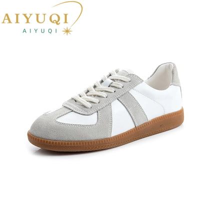 AIYUQI Damen Sneakers 2025 Neue Echtes Leder Damen Moral Trainingsschuhe Casual Frühling Flache Schuhe Damen 