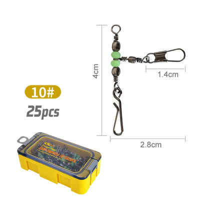New 8# 10# Squid Jig Lure Swivels Fishing Bearing Rolling Swivel Solid Ring Fishing Connector With Interlock Snap Accessories