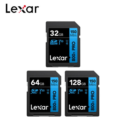 Original Lexar SD Card 800x Pro SDHC 32GB SDXC 64GB 128GB Read Max 150MB/s UHS-I Memory Card Storage Card Flash Card For Camera