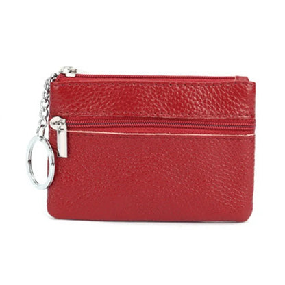Genuine Leather Coin Purse Mini Ultra-thin Small Zipper Cute Wallet Soft Cowhide Leather Driver's License Key Bag Card Holder