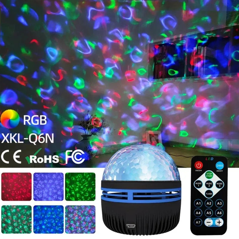LED Starry Night Light Remote Control Rotating Galaxy Aurora Projection Lamp USB Plug-in Magic Ball Stage KTV Atmosphere Decor