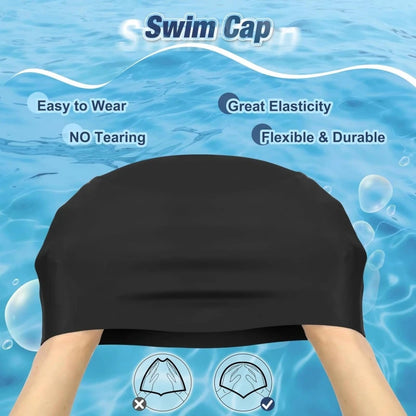 Unisex Adult Silicone Swim Cap Waterproof Swimming Hat Non Slip Bathing Pool Hat Elastic Silicone Cap for Long and Short Hair