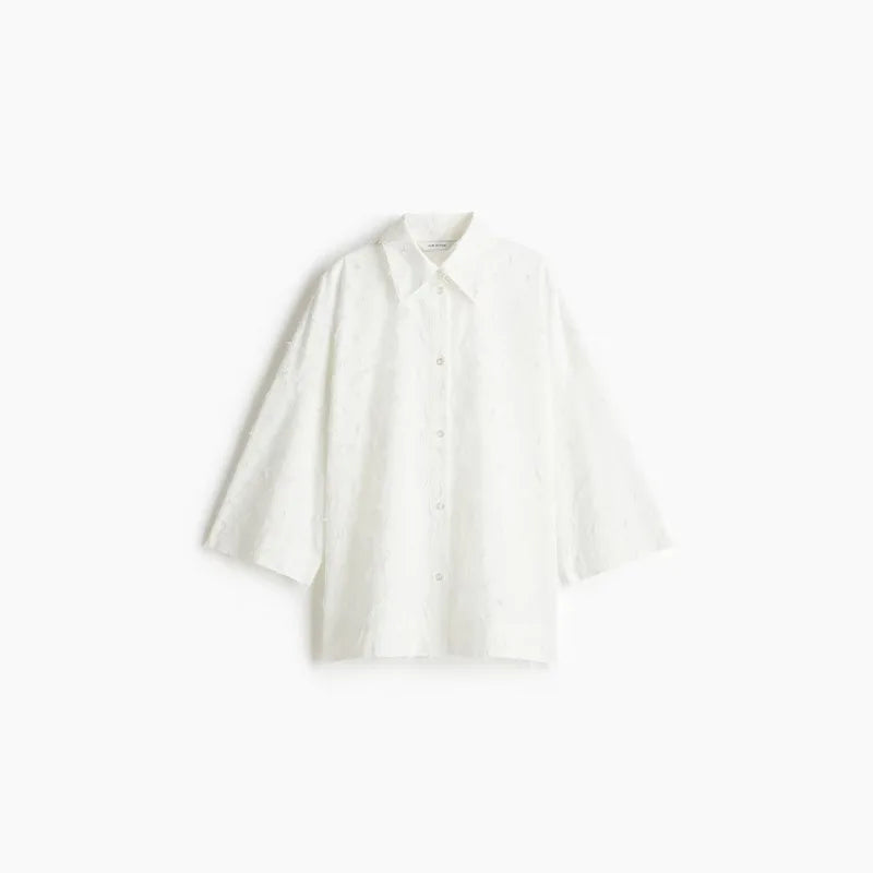 Elegant Shirt Skirt Set Women Lapel Long Sleeve Loose T-shirt High Waist Pleated Long Skirts Suits 2025 Autumn Street Lady Sets