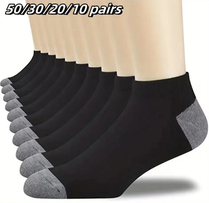 50/30/20/10 pairs of men's mid-calf socks Sweat-absorbent all-season socks Mixed colors