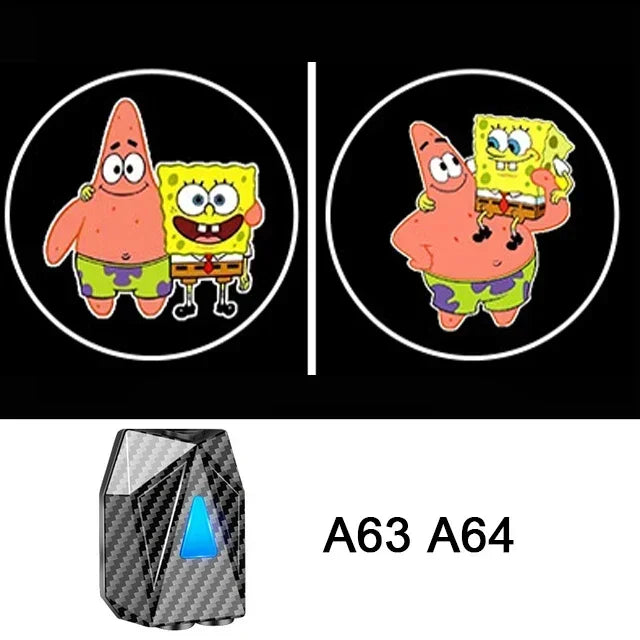 Novelty Cartoon Car Light Wireless Dynamic Projector LED Car Door Lamp Children Animetion Atmosphere Decor Light Warning Welcome