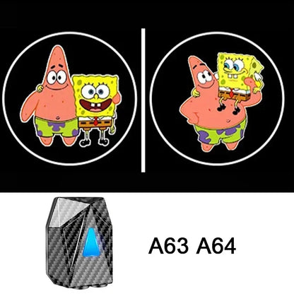 Novelty Cartoon Car Light Wireless Dynamic Projector LED Car Door Lamp Children Animetion Atmosphere Decor Light Warning Welcome