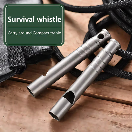 Titanium Emergency Survival Whistle with Lanyard - Ultralight Safety Whistle for Camping, Hiking & Outdoor Adventures