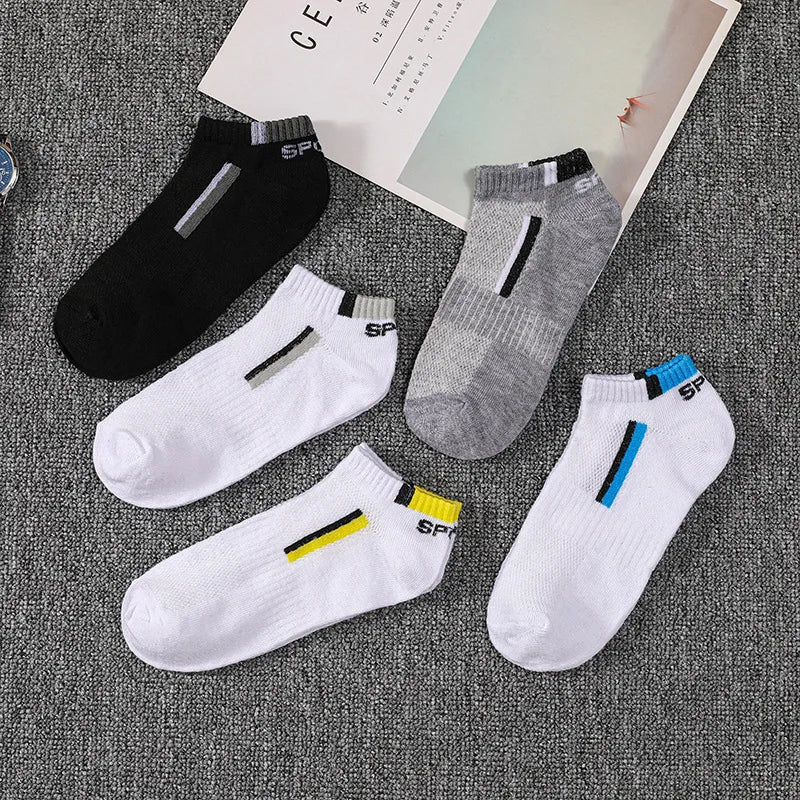 5 pairs of running men's socks, breathable, professional sports, sweat-absorbent, casual and comfortable socks