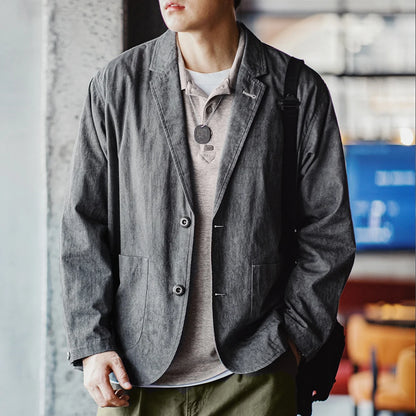 Maden New Casual Suit with Irregular Pattern Design Lapel Loose Blazers Cotton Jacket for Men's Spring and Autumn