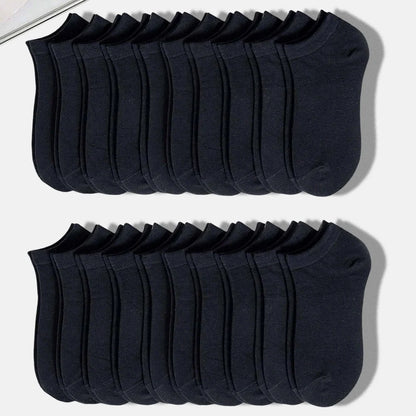20 Pairs Men Solid Black Ankle Socks Anti Odor Antibacterial Breathable High-quality Simple Fashionable Versatile Casual Socks