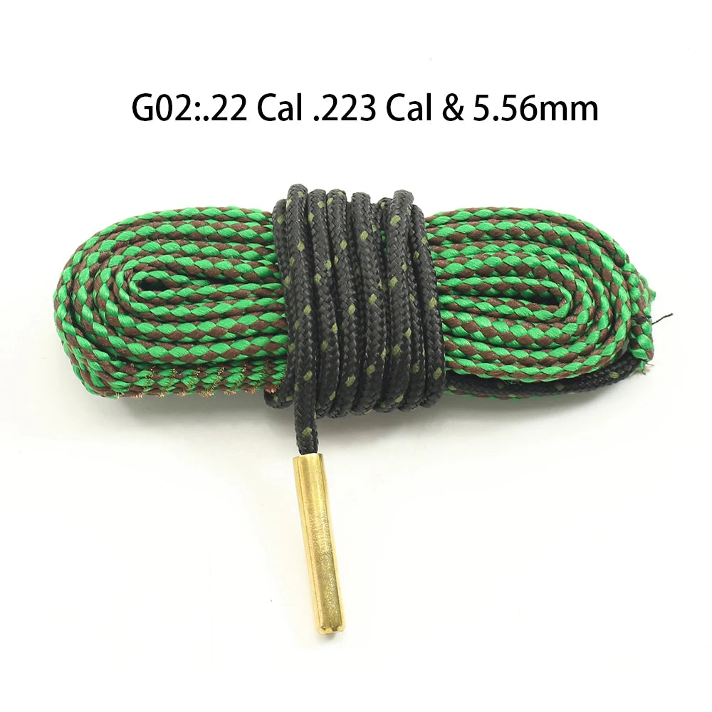 1pc Gun Bore Rope Brush Cleaner Cleaning Snakes Hunting Barrel Snake For 5.56mm/.223/.22/9mm/Cal .380/12 GA/. 30 Cal/.308 Rifle