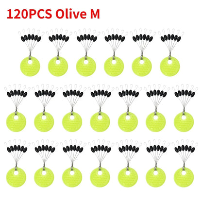 60pcs/Set 10 Group Rubber Space Beans?Stopper Oval/Long Column Shaped Fishing Line Space Beans Vertical Beans Fish Bobber Tools
