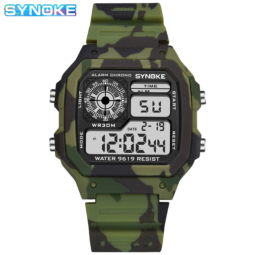 Synoke Outdoor Military Digital Watch For Men Fashion Retro Nylon Canvas Strap Sports Waterproof Watch Multifunctional Luminous